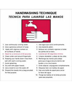 Label Paper Permanent Handwashing Technique  6"x6 White 50 per Package