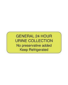 Lab Communication Label (Paper, Permanent) General 24-hour  2 1/4"x7/8" Fluorescent Yellow - 1000 per Roll