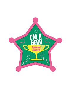 Label Pediatric Award Sticker Paper Permanent I'm a Hero Green, 250 per Roll