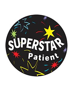 Label Pediatric Award Sticker Paper Permanent Superstar Patient Black, 250 per Roll