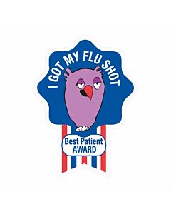 Label Pediatric Award Sticker Paper Permanent I Got My Flu Shot Purple, 250 per Roll