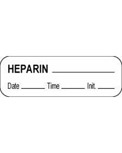 Anesthesia Label with Date, Time & Initial (Paper, Permanent) Heparin 1 1/2" x 1/2" White - 1000 per Roll