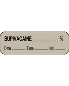 Anesthesia Label with Date, Time & Initial (Paper, Permanent) Bupivacaine % 1 1/2" x 1/2" Gray - 1000 per Roll