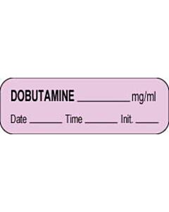 Anesthesia Label with Date, Time & Initial (Paper, Permanent) Dobutamine mg/ml 1 1/2" x 1/2" Violet - 1000 per Roll