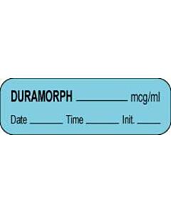Anesthesia Label with Date, Time & Initial (Paper, Permanent) Duramorph mcg/ml 1 1/2" x 1/2" Blue - 1000 per Roll