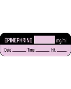 Anesthesia Label with Date, Time & Initial (Paper, Permanent) Epinephrine mg/ml 1 1/2" x 1/2" Violet and Black - 1000 per Roll