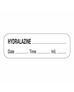 Anesthesia Label with Date, Time & Initial (Paper, Permanent) Hydralazine 1 1/2" x 1/2" White - 1000 per Roll