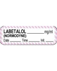 Anesthesia Label with Date, Time & Initial (Paper, Permanent) Labetalol mg/ml 1 1/2" x 1/2" White with Violet - 1000 per Roll