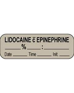 Anesthesia Label with Date, Time & Initial (Paper, Permanent) Lidocaine C 1 1/2" x 1/2" Gray - 1000 per Roll