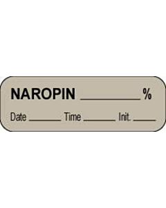 Anesthesia Label with Date, Time & Initial (Paper, Permanent) Naropin % 1 1/2" x 1/2" Gray - 1000 per Roll