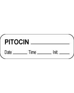 Anesthesia Label with Date, Time & Initial (Paper, Permanent) Pitocin 1 1/2" x 1/2" White - 1000 per Roll