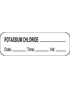 Anesthesia Label with Date, Time & Initial (Paper, Permanent) Potassium Chloride 1 1/2" x 1/2" White - 1000 per Roll