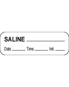Anesthesia Label with Date, Time & Initial (Paper, Permanent) Saline 1 1/2" x 1/2" White - 1000 per Roll
