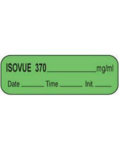 Anesthesia Label with Date, Time & Initial (Paper, Permanent) Isovue 370 mg/ml 1 1/2" x 1/2" Green - 1000 per Roll
