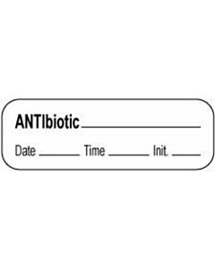 Anesthesia Label with Date, Time & Initial | Tall-Man Lettering (Paper, Permanent) Antibiotic mg/ml 1 1/2" x 1/2" White - 1000 per Roll