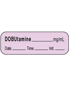 Anesthesia Label with Date, Time & Initial | Tall-Man Lettering (Paper, Permanent) Dobutamine mg/ml 1 1/2" 1 1/2" x 1/2" Violet - 1000 per Roll