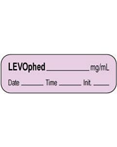 Anesthesia Label with Date, Time & Initial | Tall-Man Lettering (Paper, Permanent) Levophed mg/ml 1 1/2" x 1/2" Violet - 1000 per Roll