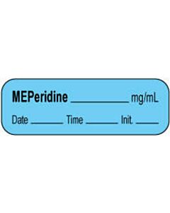 Anesthesia Label with Date, Time & Initial | Tall-Man Lettering (Paper, Permanent) Meperidine mg/ml 1 1/2" x 1/2" Blue - 1000 per Roll