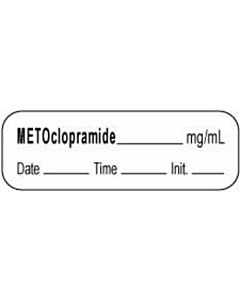Anesthesia Label with Date, Time & Initial | Tall-Man Lettering (Paper, Permanent) Metoclopramide mg/ml 1 1/2" x 1/2" White - 1000 per Roll