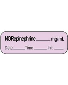 Anesthesia Label with Date, Time & Initial | Tall-Man Lettering (Paper, Permanent) NorEpinephrine mg/ml 1 1/2" x 1/2" Violet - 1000 per Roll