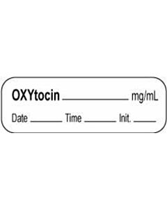 Anesthesia Label with Date, Time & Initial | Tall-Man Lettering (Paper, Permanent) Oxytocin mg/ml 1 1/2" x 1/2" White - 1000 per Roll