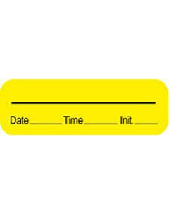 Anesthesia Label with Date, Time & Initial (Paper, Permanent) 1 1/2" x 1/2" Yellow - 1000 per Roll