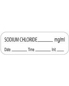Anesthesia Label with Date, Time & Initial (Paper, Permanent) Sodium Chloride 1 1/2" x 1/2" White - 1000 per Roll