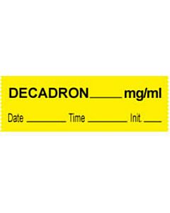 Anesthesia Tape with Date, Time & Initial (Removable) Decadron mg/ml 1/2" x 500" - 333 Imprints - Yellow - 500 Inches per Roll