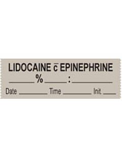 Anesthesia Tape with Date, Time & Initial (Removable) Lidocaine Epinephrine 1/2" x 500" - 333 Imprints - Gray - 500 Inches per Roll