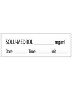 Anesthesia Tape with Date, Time & Initial (Removable) Solu-medrol mg/ml 1/2" x 500" - 333 Imprints - White - 500 Inches per Roll