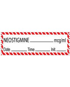 Anesthesia Tape with Date, Time & Initial (Removable) Neostigmine mcg/ml 1/2" x 500" - 333 Imprints - White with Fluorescent Red - 500 Inches per Roll