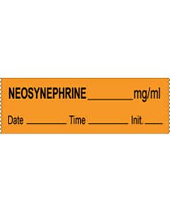 Anesthesia Tape with Date, Time & Initial (Removable) Neosynephrine mg/ml 1/2" x 500" - 333 Imprints - Orange - 500 Inches per Roll
