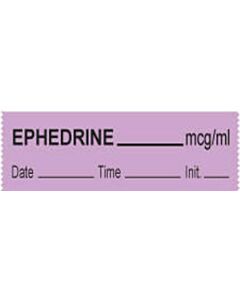 Anesthesia Tape with Date, Time & Initial (Removable) Ephedrine mcg/ml 1/2" x 500" - 333 Imprints - Violet - 500 Inches per Roll