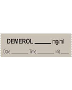 Anesthesia Tape with Date, Time & Initial (Removable) Demerol mg/ml 1/2" x 500" - 333 Imprints - Gray - 500 Inches per Roll