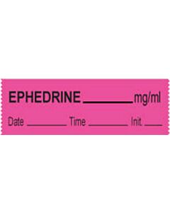Anesthesia Tape with Date, Time & Initial (Removable) Epedrine mg/ml 1/2" x 500" - 333 Imprints - Fluorescent Pink - 500 Inches per Roll