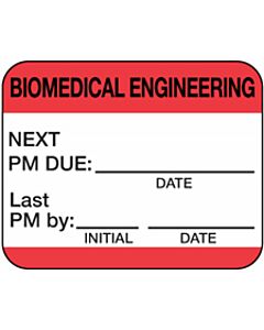 Label Self-Laminating Paper Permanent Biomedical Engineering 1" Core 1-1/4" x 1" Red, 1000 per Roll