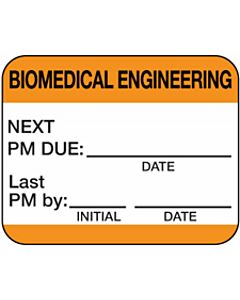 Label Self-Laminating Paper Permanent Biomedical Engineering 1-1/2" Core 1-1/4" x 1 Orange, 1000 per Roll