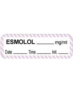 Anesthesia Label with Date, Time & Initial (Paper, Permanent) Esmolol mg/ml Date 1 1/2" x 1/2" White with Violet - 1000 per Roll