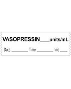 Anesthesia Tape with Date, Time & Initial (Removable) "Vasopressin Units/ml" 1/2" x 500" White - 333 Imprints - 500 Inches per Roll