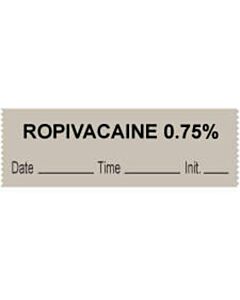 Anesthesia Tape with Date, Time & Initial (Removable) Ropivacaine 0.75% 1/2" x 500" - 333 Imprints - Gray - 500 Inches per Roll