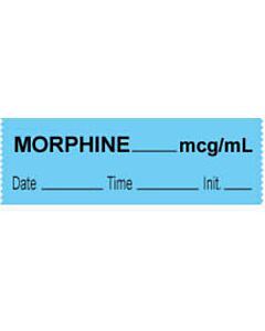 Anesthesia Tape with Date, Time & Initial (Removable) Morphine mcg/ml 1/2" x 500" - 333 Imprints - Blue - 500 Inches per Roll