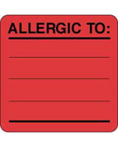 Label Paper Permanent Allergic To:  1 7/8"x1 7/8" Fl. Red 1000 per Roll