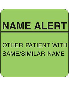 Label Paper Removable Name Alert Other 1 7/8" x 1 7/8" Fl. Green, 1000 per Roll
