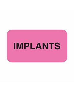 Label Paper Permanent Implants 1 5/8" x 7/8" Fl. Pink, 1000 per Roll