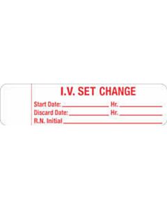 Label Wraparound Paper Permanent IV Set Change 3" Core 3" X 3/4" White, 1000 per Roll