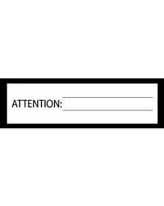 Binder/Chart Tape Removable "Attention:", 1'' Core, 1'' x 500'', White with Black, 142 Imprints, 500 Inches per Roll