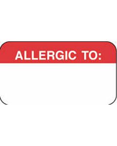 Label Paper Permanent Allergic To:  1 5/8"x7/8" White with Red 1000 per Roll