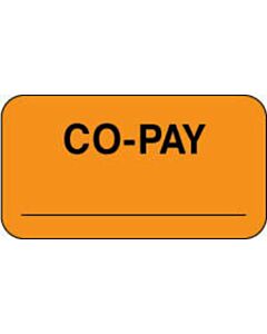 Label Paper Permanent Co-pay  1 5/8"x7/8" Fl. Orange 1000 per Roll