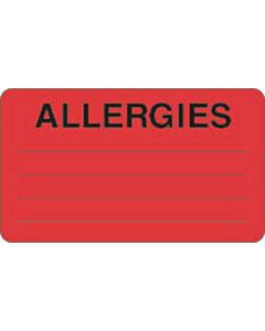 Label Paper Permanent Allergies  3"x1 3/4" Fl. Red 500 per Roll