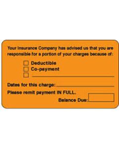 Label Paper Permanent Your Insurance 3" x 1", 3/4", Fl. Orange, 500 per Roll
